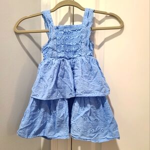 Simply Shabby Chic Blue Eyelet Smocked Dress 4T Cotton